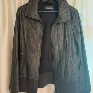 Aritzia Quilted Black Leather Jacket